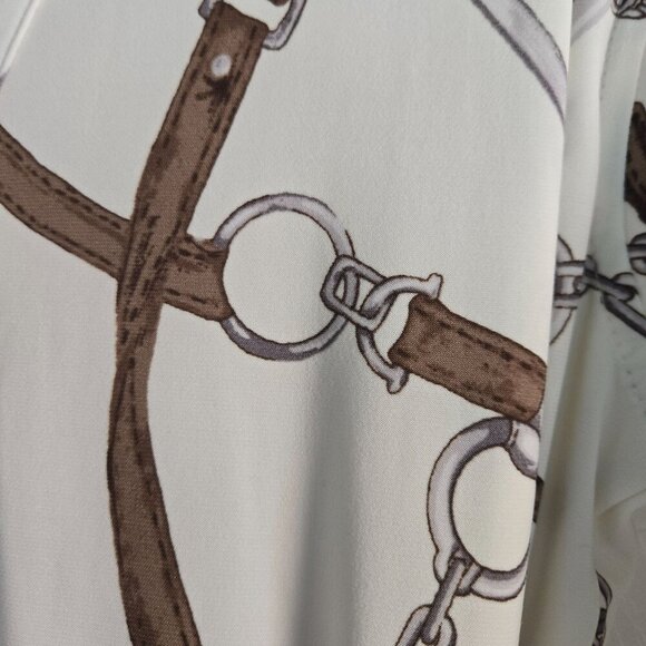 Lauren Ralph Lauren Black Label Fit & Flare Equestrian Print Midi Dress Size S - Picture 7 of 10